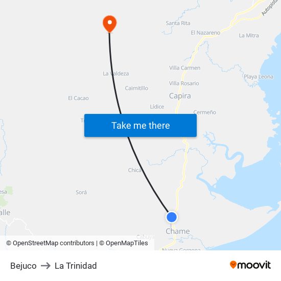 Bejuco to La Trinidad map