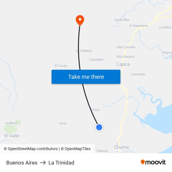 Buenos Aires to La Trinidad map