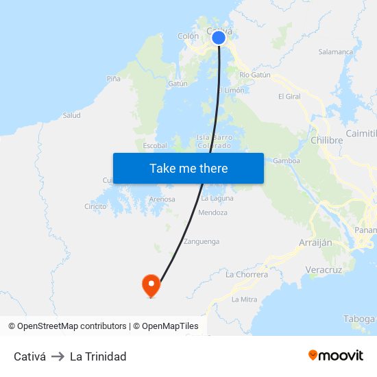 Cativá to La Trinidad map