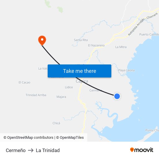Cermeño to La Trinidad map