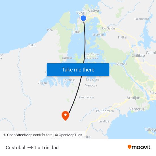 Cristóbal to La Trinidad map