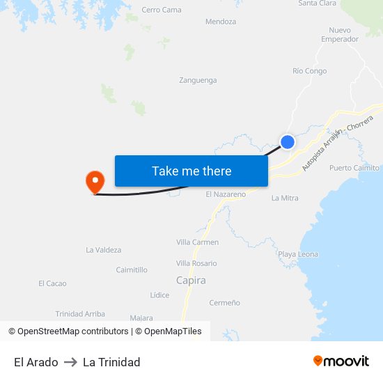 El Arado to La Trinidad map