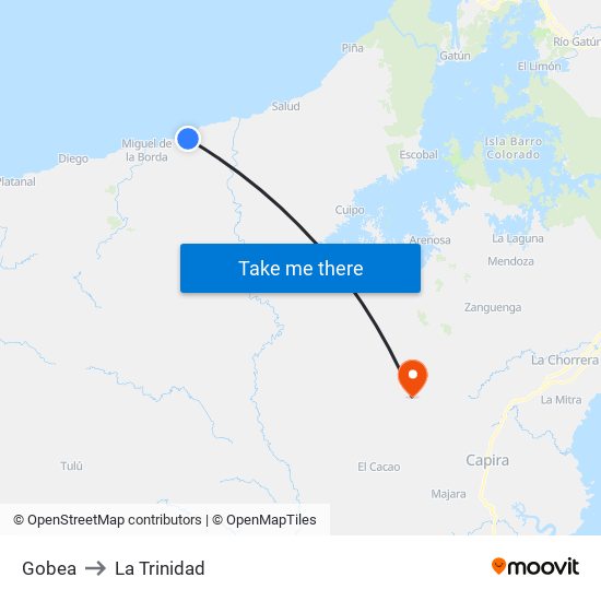 Gobea to La Trinidad map