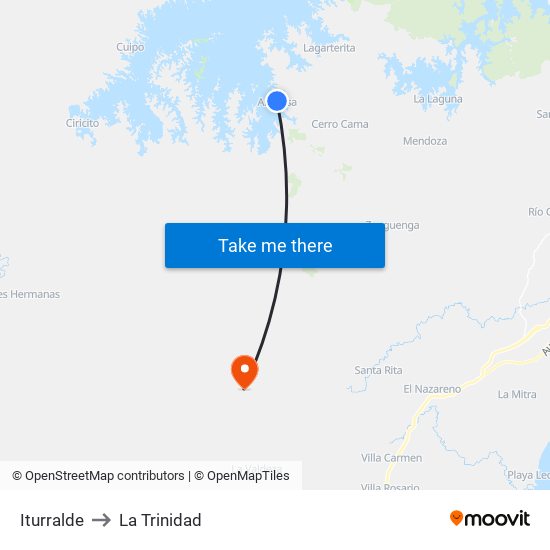 Iturralde to La Trinidad map