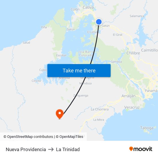 Nueva Providencia to La Trinidad map