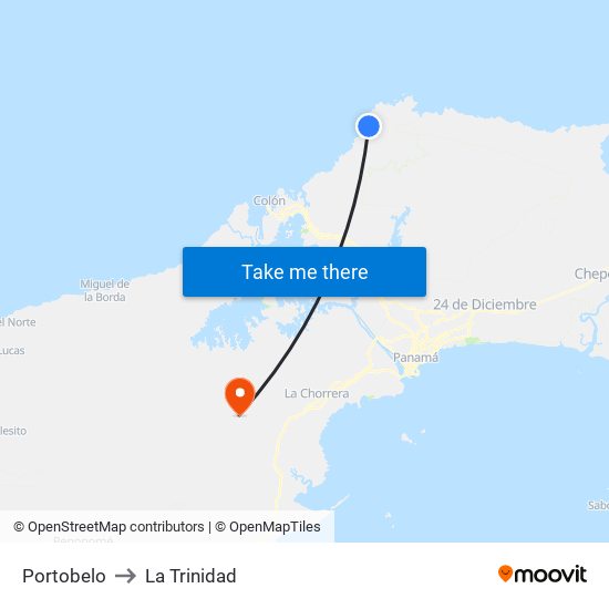 Portobelo to La Trinidad map