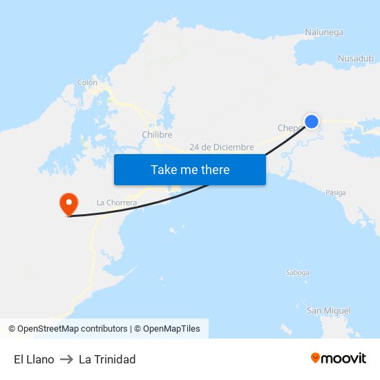 El Llano to La Trinidad map