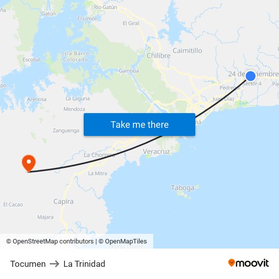 Tocumen to La Trinidad map