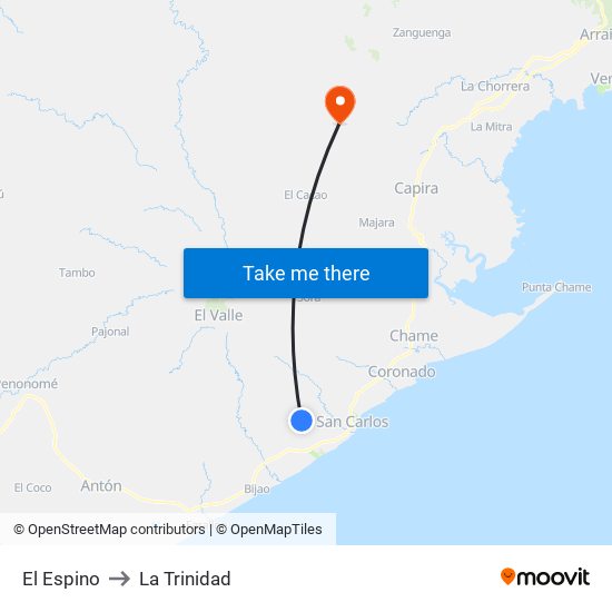 El Espino to La Trinidad map