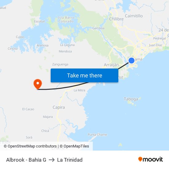 Albrook - Bahía G to La Trinidad map