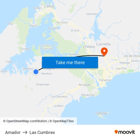 Amador to Las Cumbres map