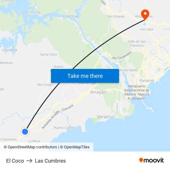 El Coco to Las Cumbres map