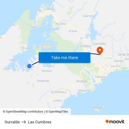 Iturralde to Las Cumbres map