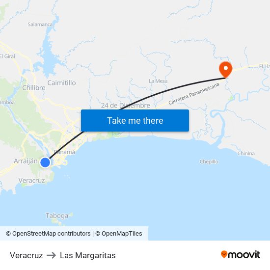 Veracruz to Las Margaritas map