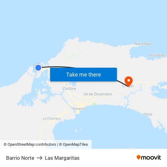 Barrio Norte to Las Margaritas map
