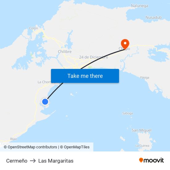 Cermeño to Las Margaritas map