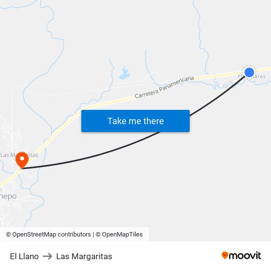 El Llano to Las Margaritas map