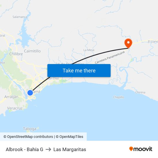 Albrook - Bahía G to Las Margaritas map