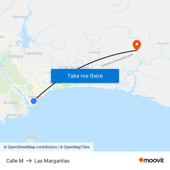 Calle M to Las Margaritas map