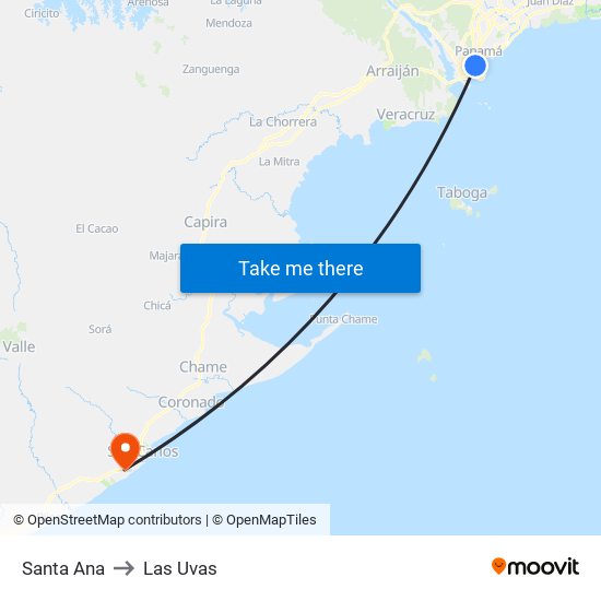 Santa Ana to Las Uvas map