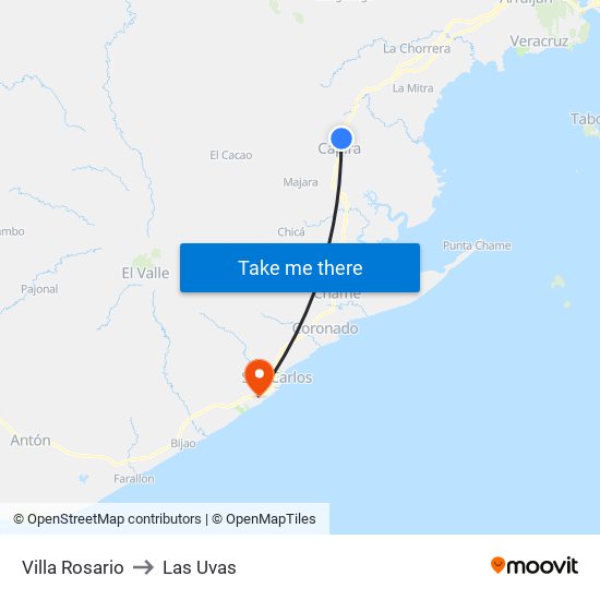 Villa Rosario to Las Uvas map