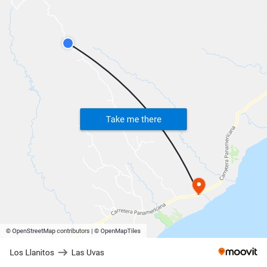 Los Llanitos to Las Uvas map