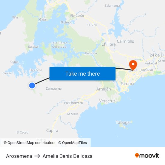 Arosemena to Amelia Denis De Icaza map