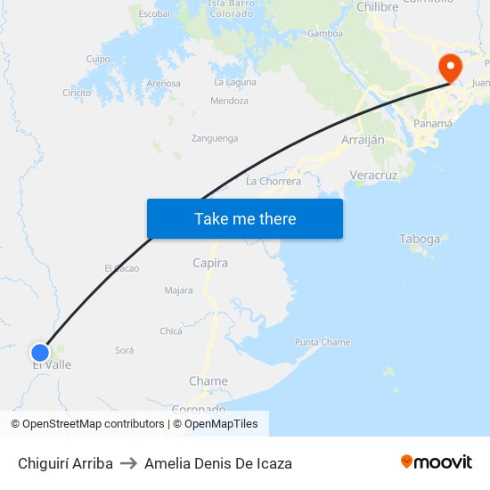 Chiguirí Arriba to Amelia Denis De Icaza map