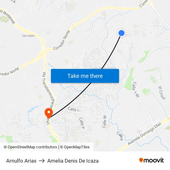 Arnulfo Arias to Amelia Denis De Icaza map