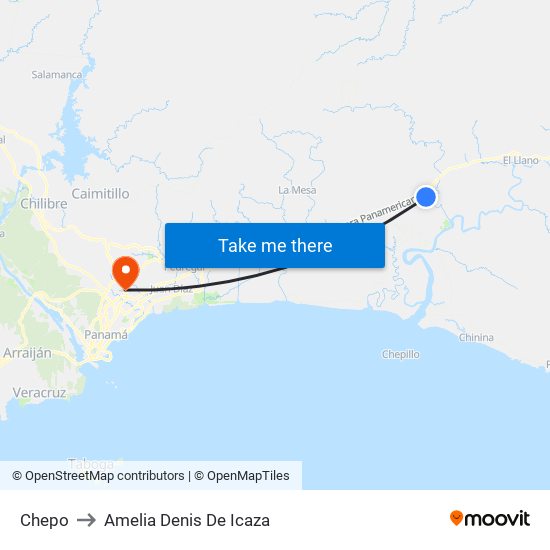 Chepo to Amelia Denis De Icaza map