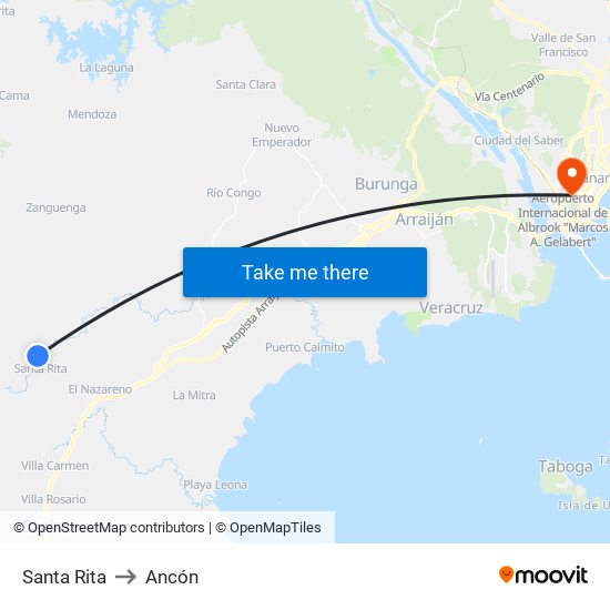 Santa Rita to Ancón map