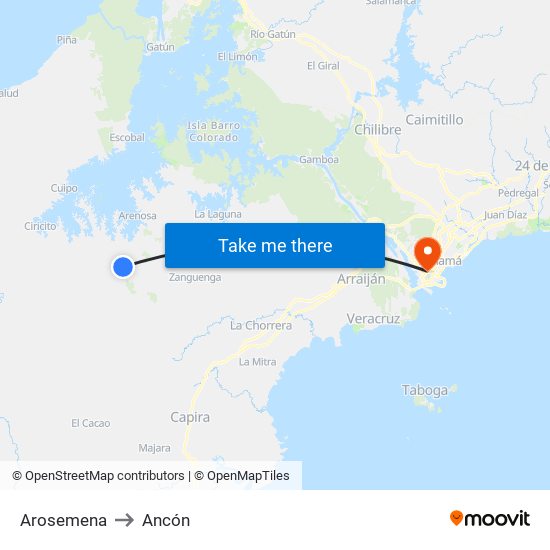 Arosemena to Ancón map