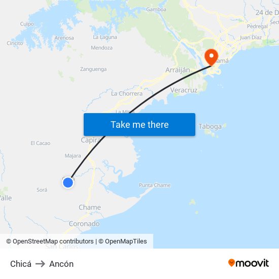 Chicá to Ancón map