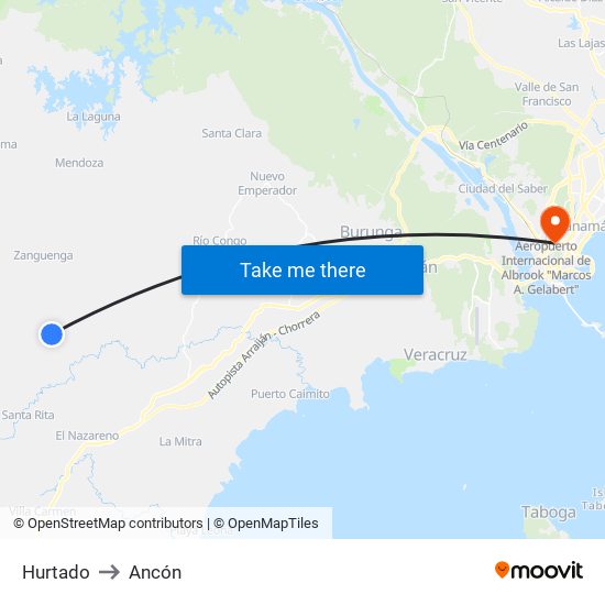 Hurtado to Ancón map
