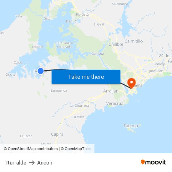 Iturralde to Ancón map