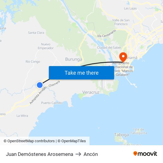 Juan Demóstenes Arosemena to Ancón map