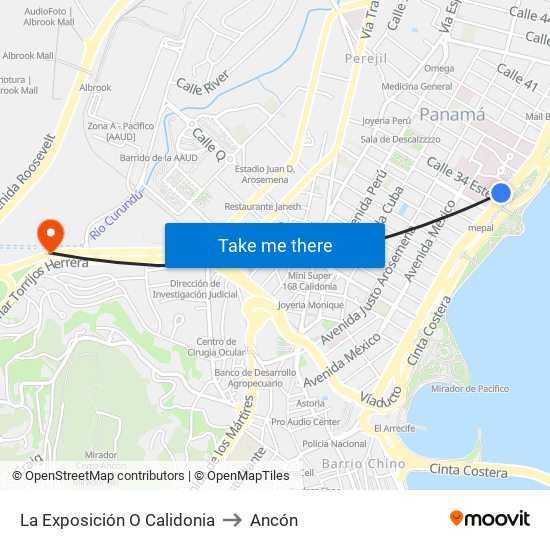 La Exposición O Calidonia to Ancón map