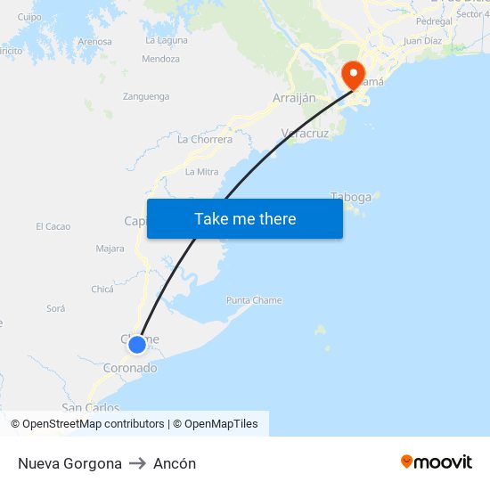 Nueva Gorgona to Ancón map