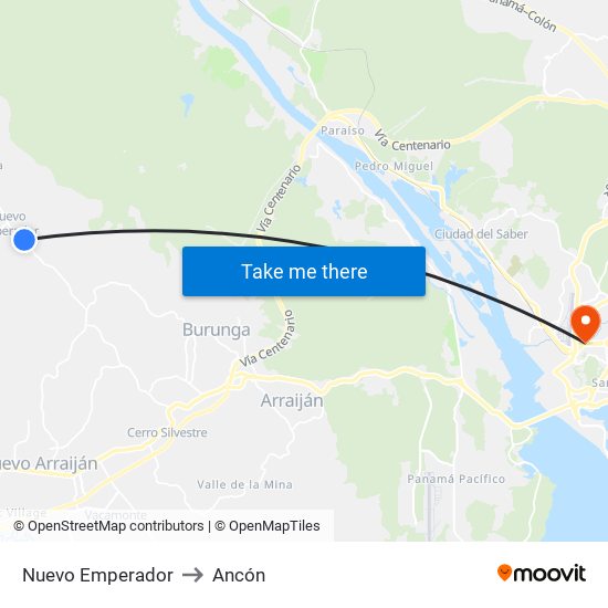 Nuevo Emperador to Ancón map