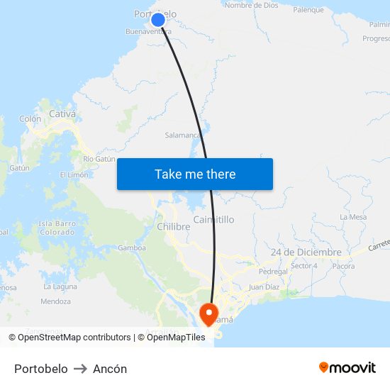 Portobelo to Ancón map