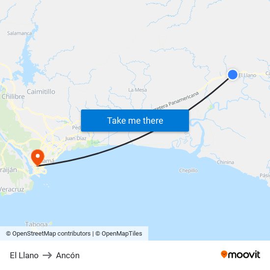El Llano to Ancón map