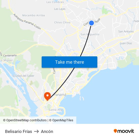 Belisario Frías to Ancón map
