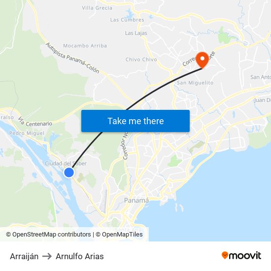 Arraiján to Arnulfo Arias map