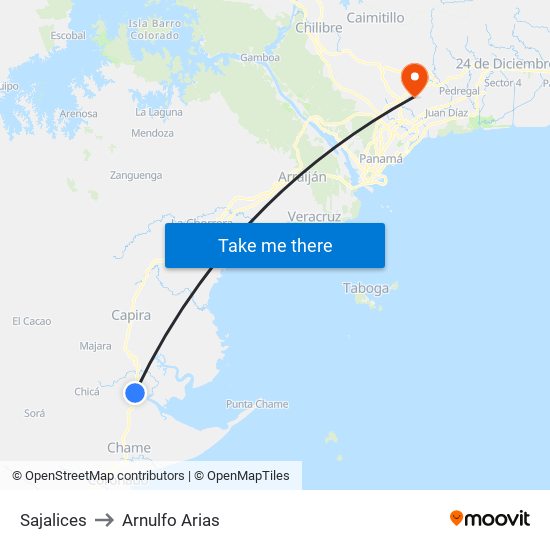 Sajalices to Arnulfo Arias map