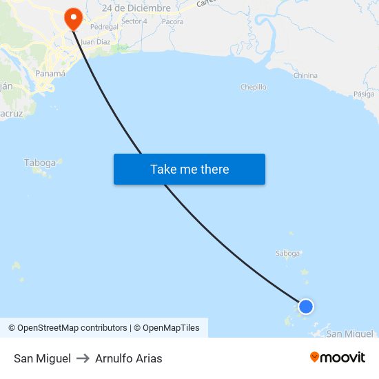 San Miguel to Arnulfo Arias map