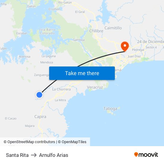 Santa Rita to Arnulfo Arias map