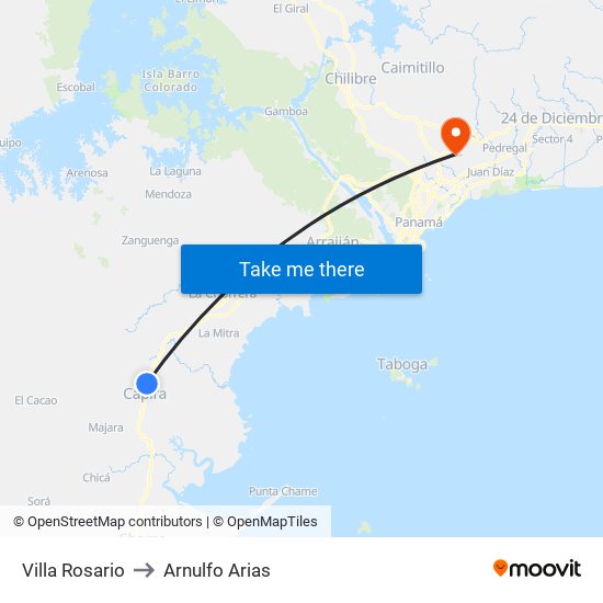 Villa Rosario to Arnulfo Arias map