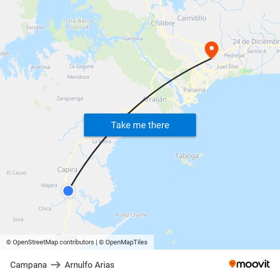 Campana to Arnulfo Arias map