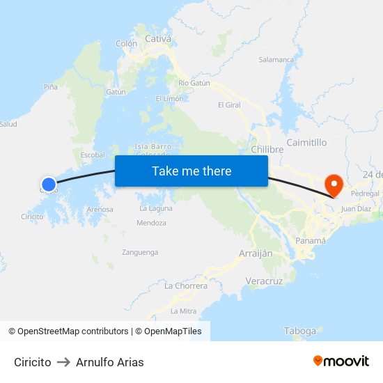 Ciricito to Arnulfo Arias map