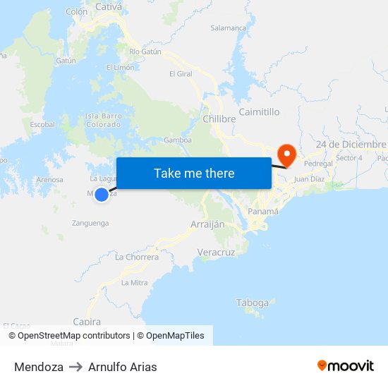 Mendoza to Arnulfo Arias map